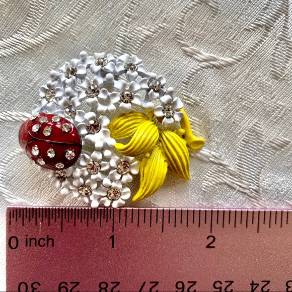 Vintage Ladybug Floral Brooch - Picture 7 of 7
